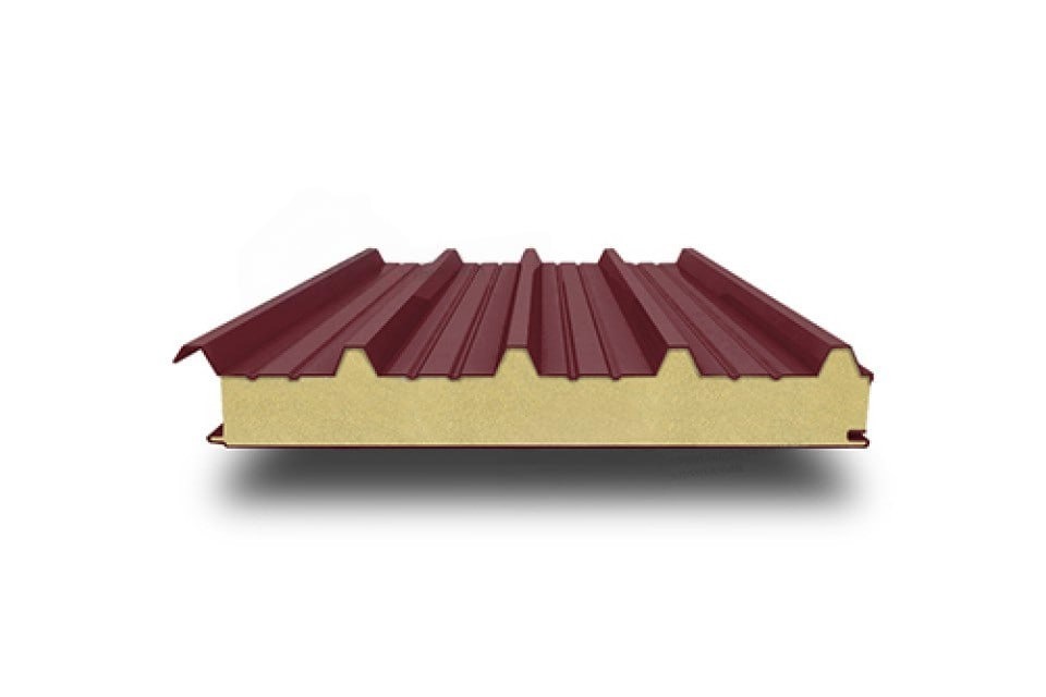 Нержавеющая кровельная сэндвич-панель с пенополистиролом, 1000х150 мм, 0.5/0.5, AISI 316L